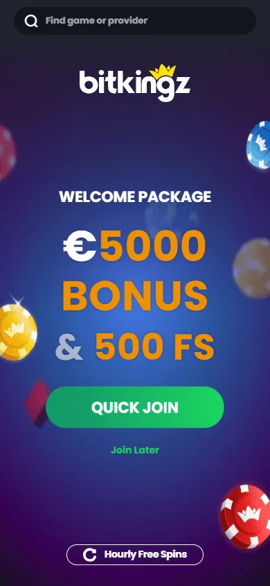 Bitkingz Casino mobile home screen